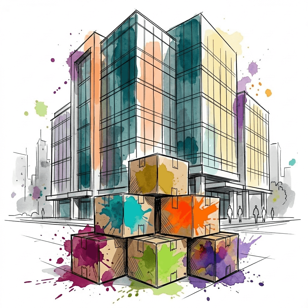 Boxes in-front of a Building