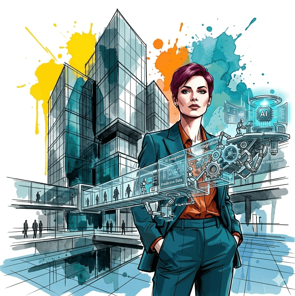 Manager with a Bridge between buildings