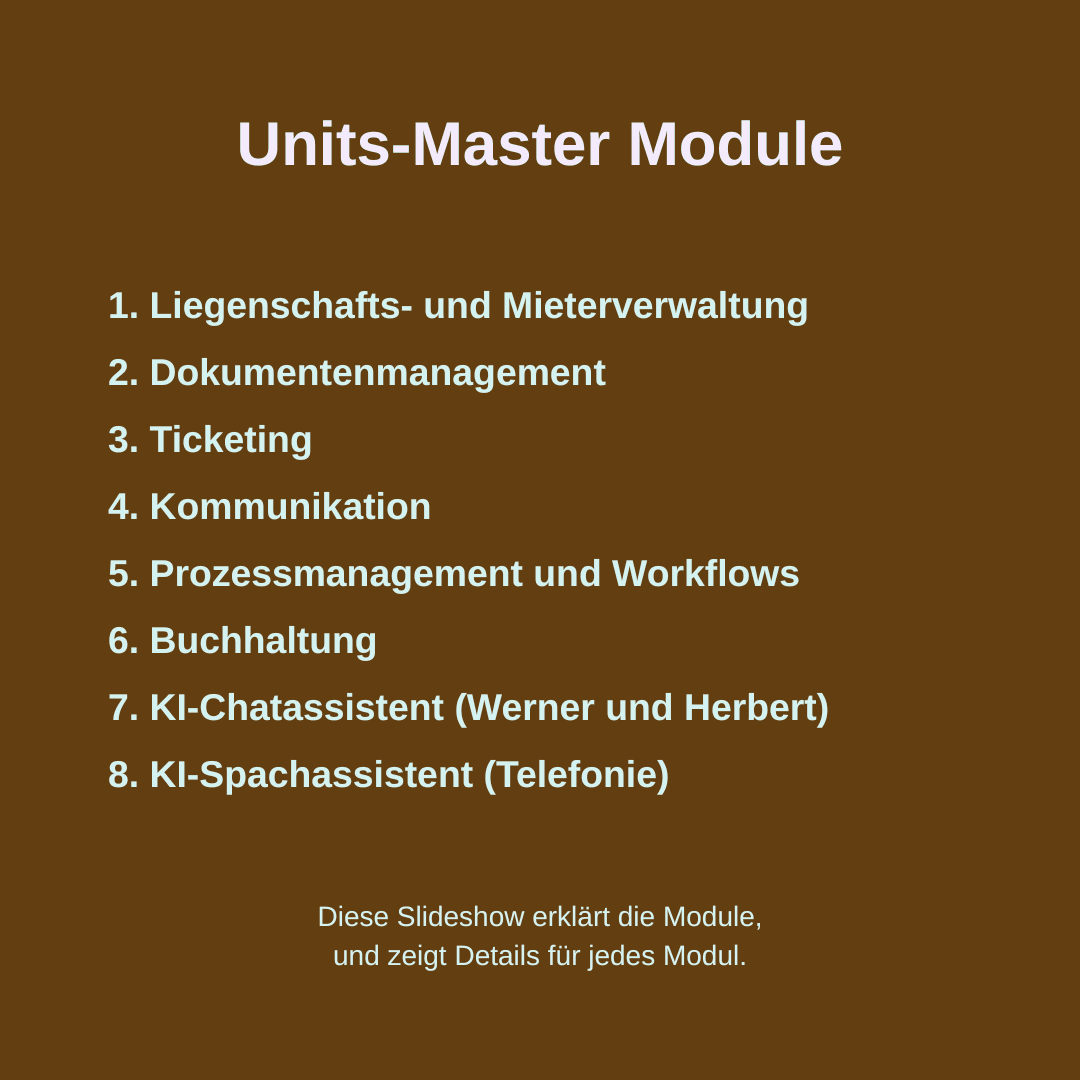 8 Module, ein System: Was Units-Master konkret kann